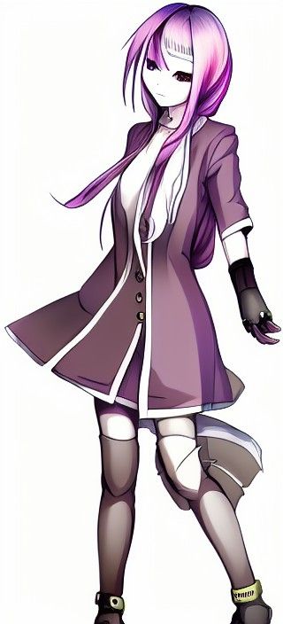 Adorable Anime Girl in White Tunic: Cell-Shaded Ink Drawing