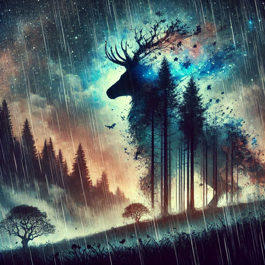 double exposure beautiful fantasy DALL-E 3 portrait landscape..