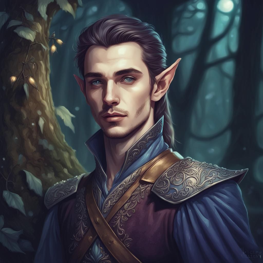 Very handsome man. Elves prince. color graded digital illustration ...