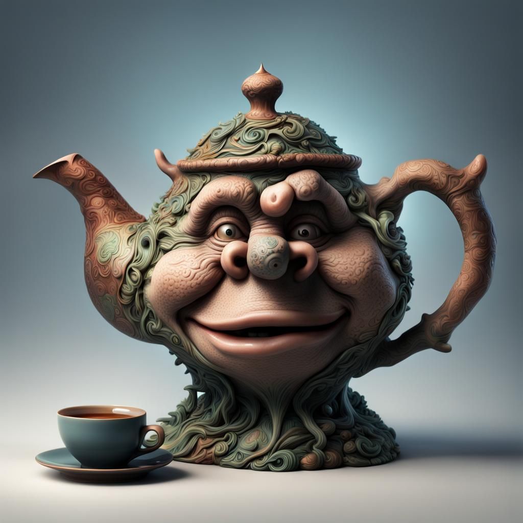Ceramic teapot formad as a troll  by @LP-13