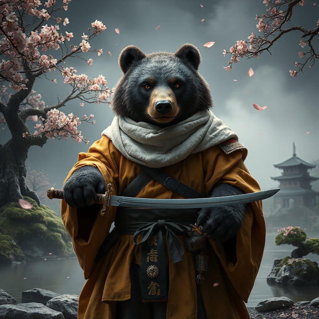 Japanese Black Bear Sōhei 僧兵, a Buddhist warrior monk   by @Kalpine