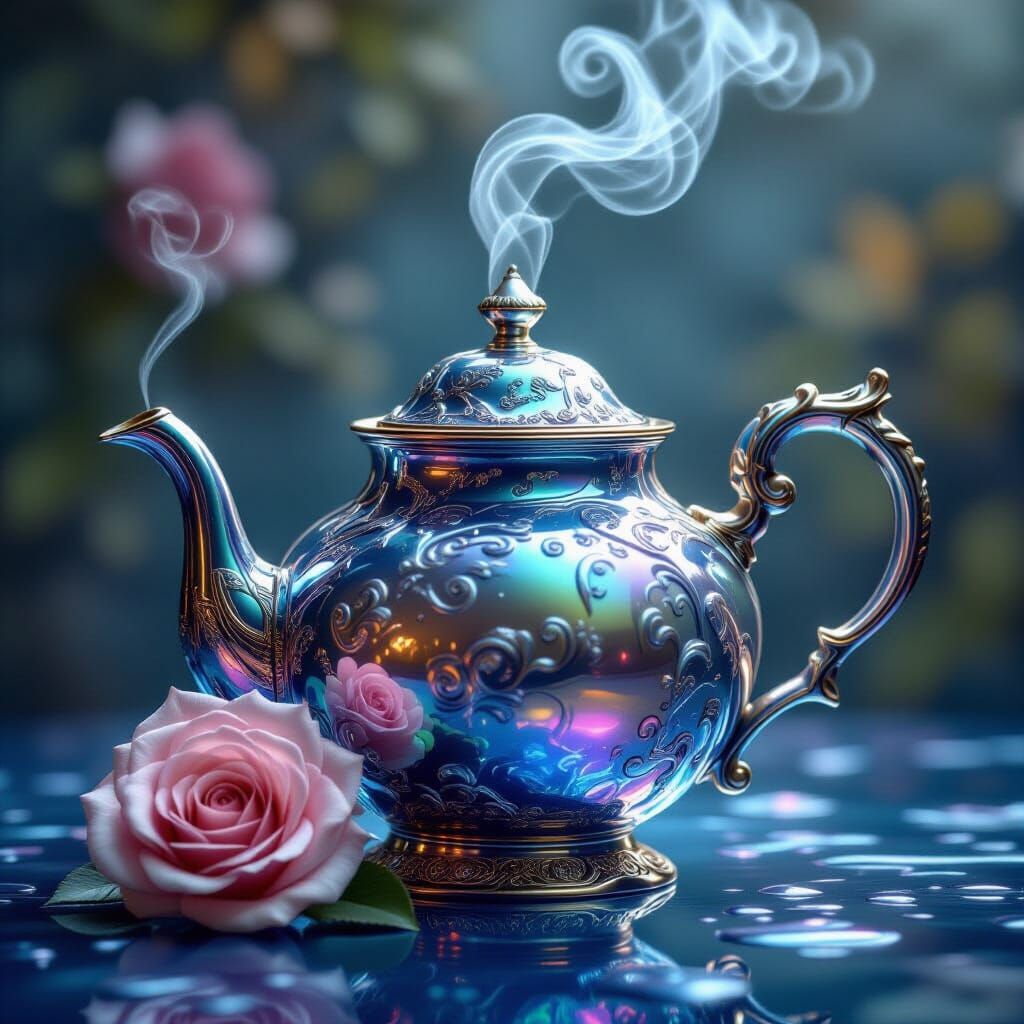 A close-up shot of an antique teapot