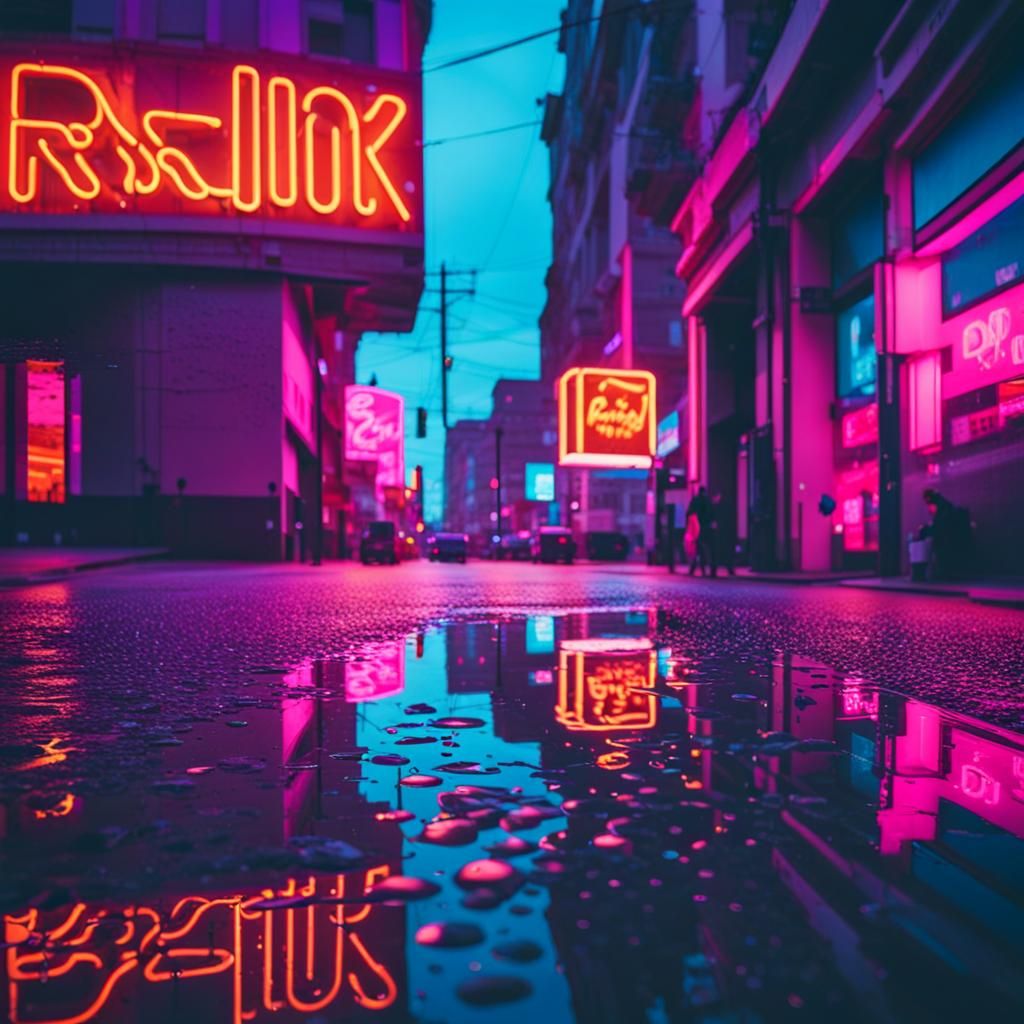 Street in the rain - AI Generated Artwork - NightCafe Creator