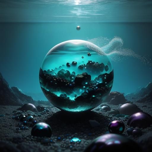 Fish tank diamonds shining sparkles round spheres turquoise ...