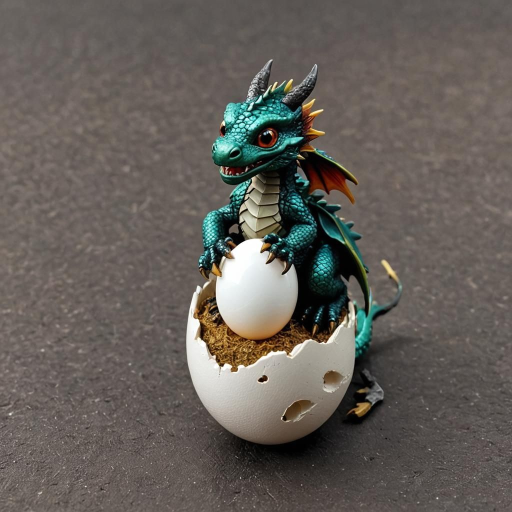 A  miniature dragon  that is just hatched  from its egg