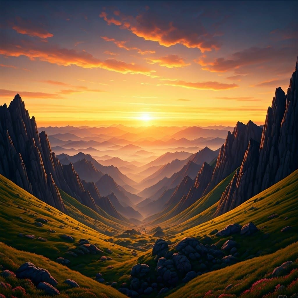 Golden Sunrise Over Majestic Mountains