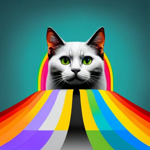 Cat at the end of the rainbow
