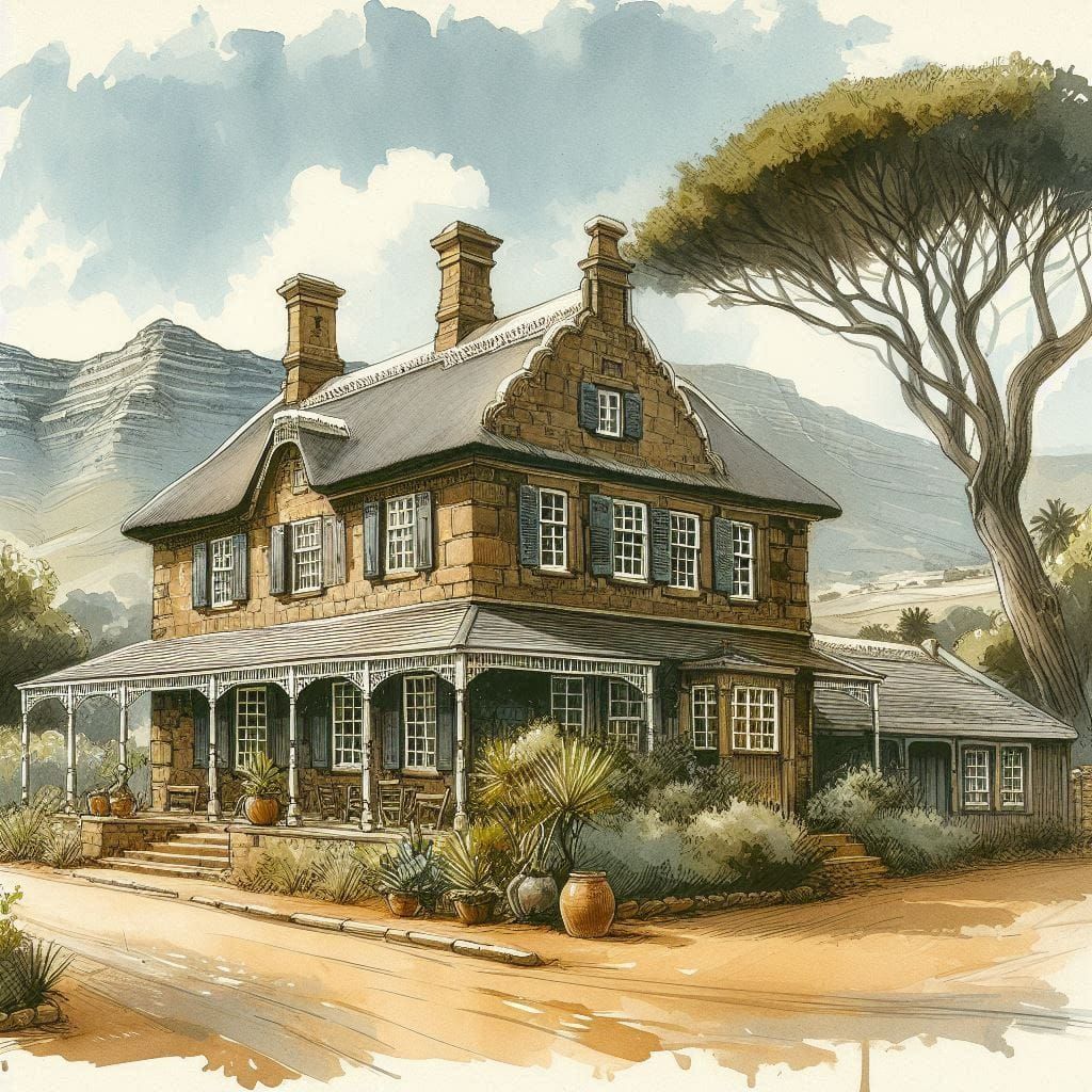 South African dwellings in pen & watercolour 12