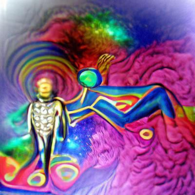 Astral man psychedelic colourful