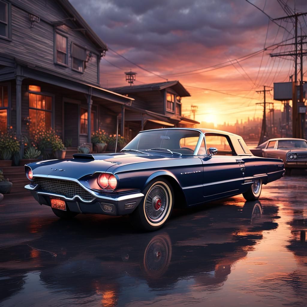 1966 Ford Thunderbird  500 Navy Blue sunset portland oregon