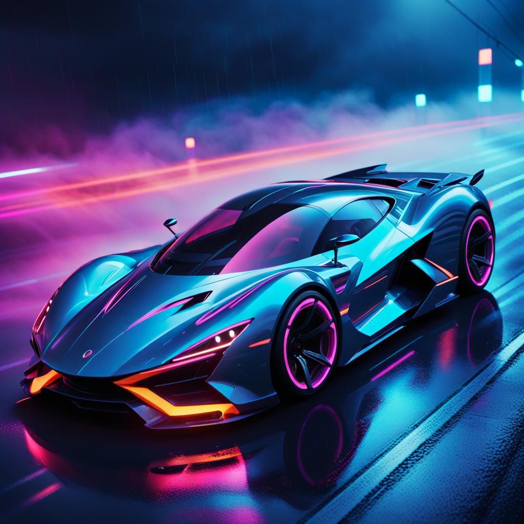 A futuristic supercar with a bold, eye-catching design, detailed matte painting, deep color, fantastical, ...  by @Robert 