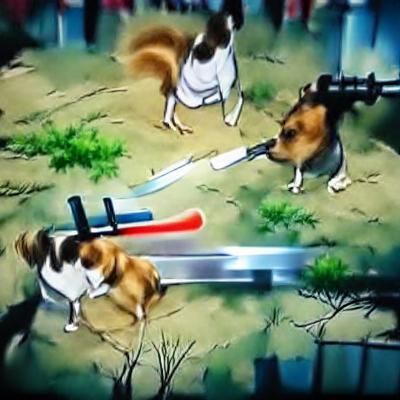 Dog samurai anime sword fight
