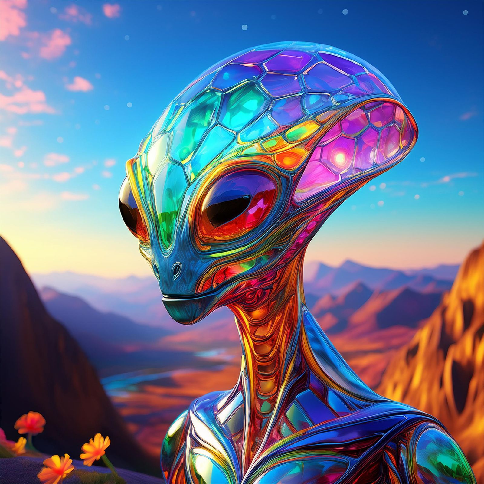 Alien made out of stained glass II.