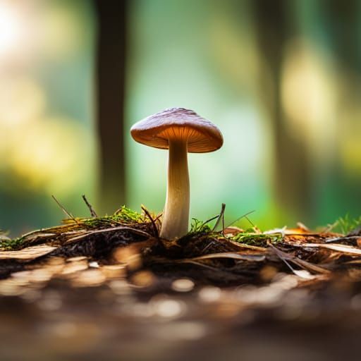 Brown mushroom growing in a forest