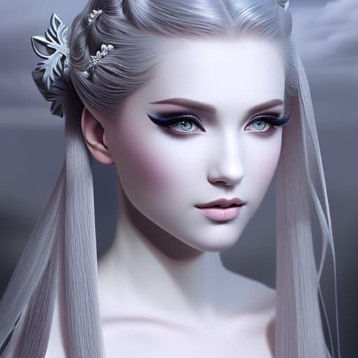 Insanely detailed photorealistic snowy portrait of a young b...