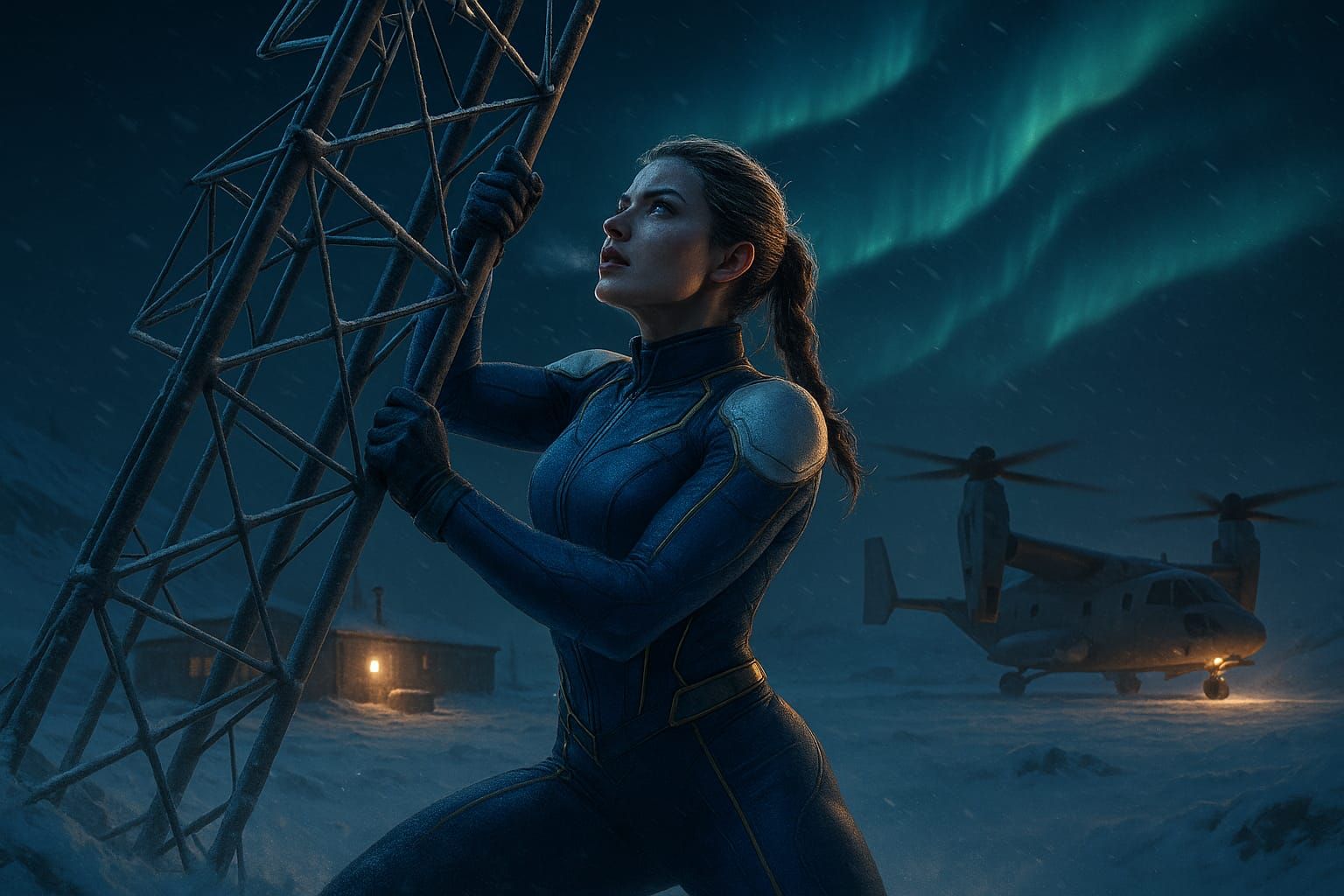 Superheroine saves a research outpost