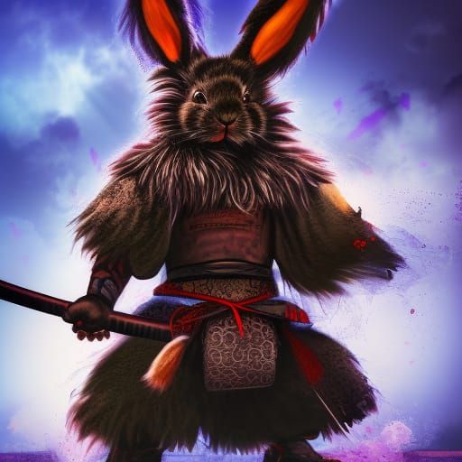 a wounded battle rabbit - AI Generated Artwork - NightCafe Creator