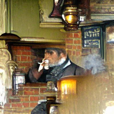 Victorian man smoking English pub