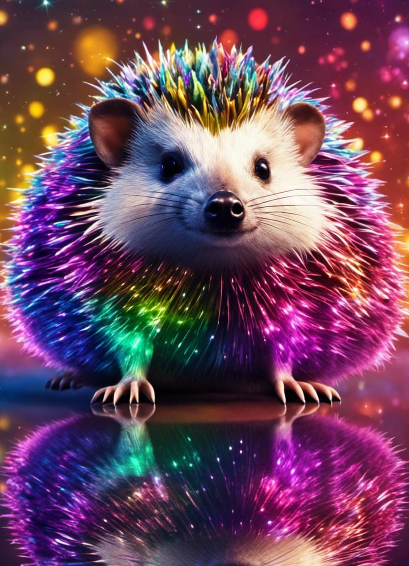 Glittery  rainbow coloured hedgehog