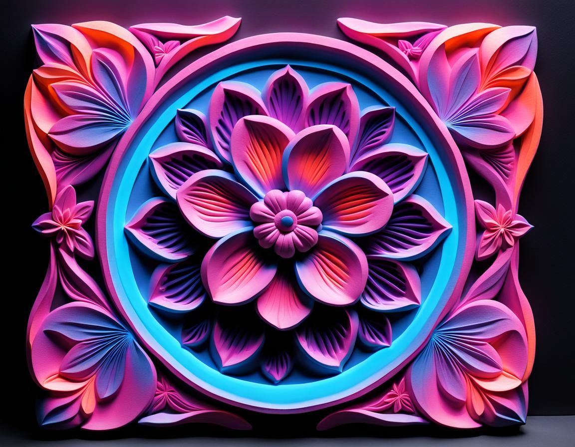 Texture and Neon Colors Challenge - gouged carving: Bas-Reli...