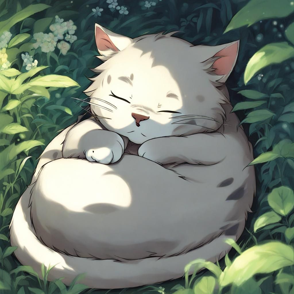 a big cat sleeping