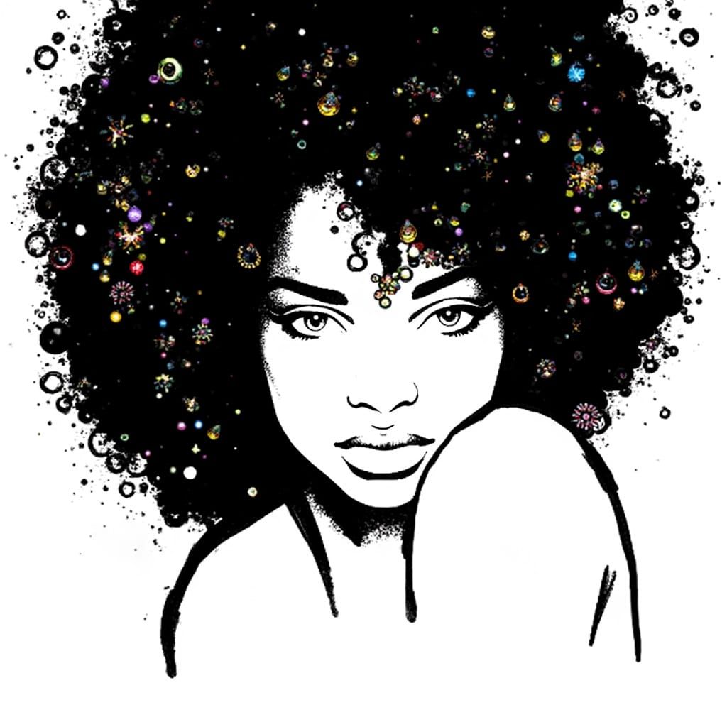 Elegant African Beauty in Vibrant Renaissance Splendor