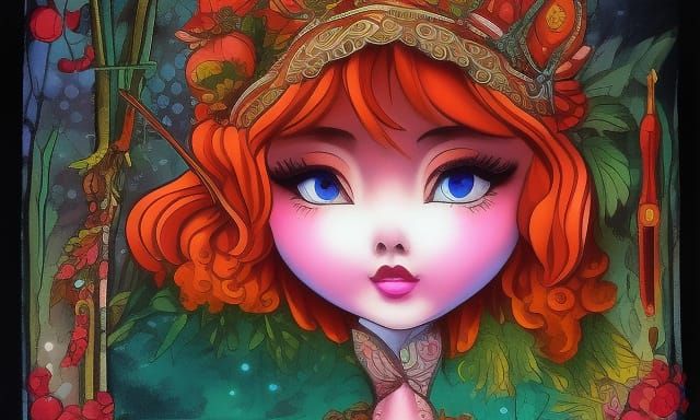 Pinocchio fairy tale, deep color psychedelic art underground...