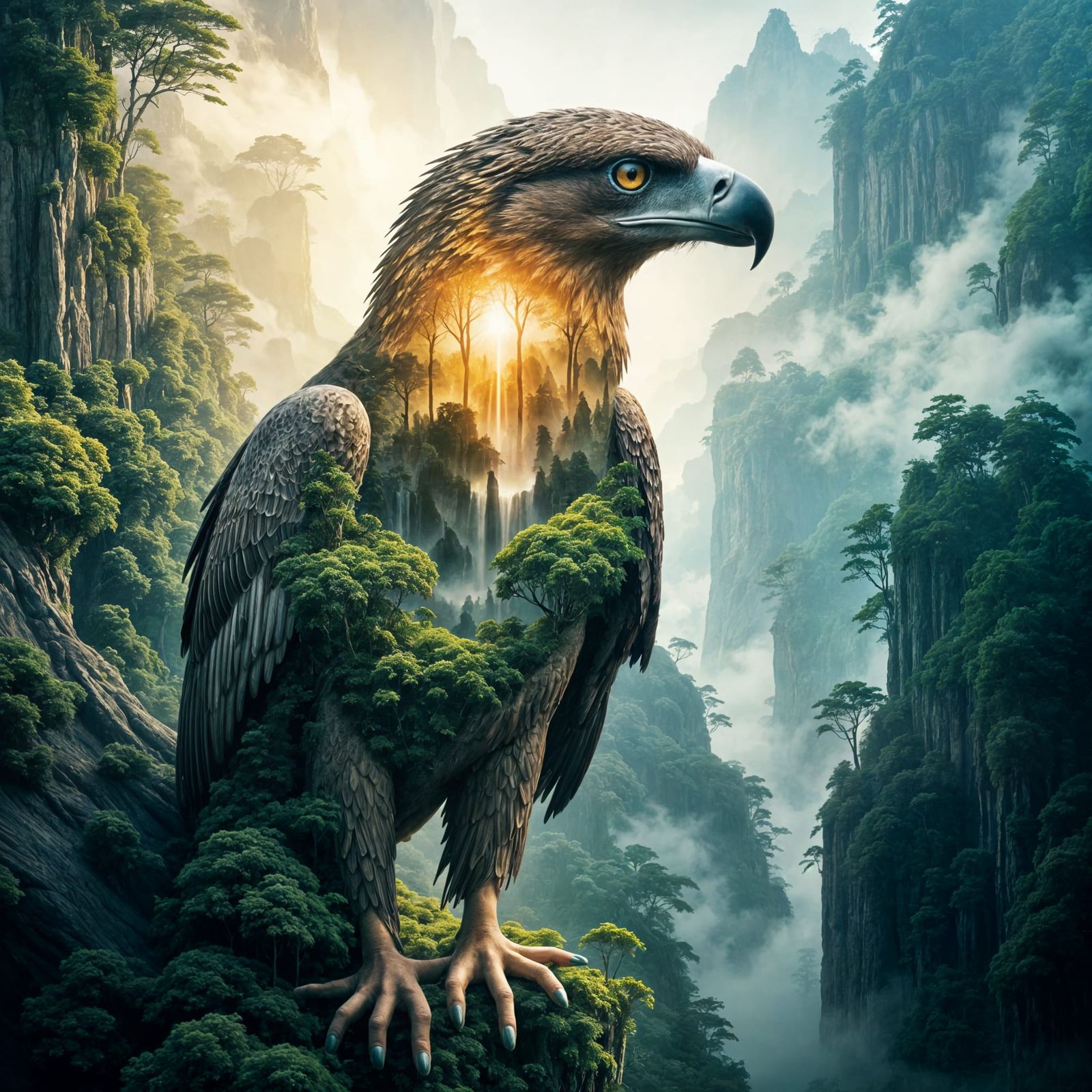 Epic Amazon Rainforest Eagle in Abstract Reality