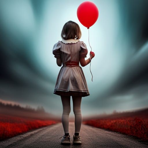 Girl with balloon - AI Generated Artwork - NightCafe Creator