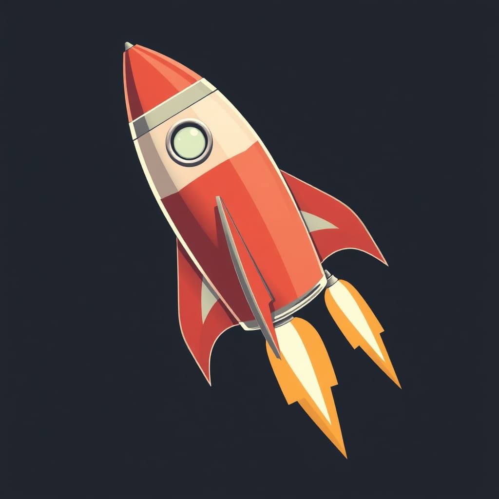 1950s style retro rocket ship