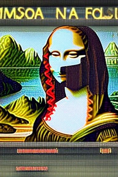Mona Lisa  emu style in the metaverse futuristic dark academ...