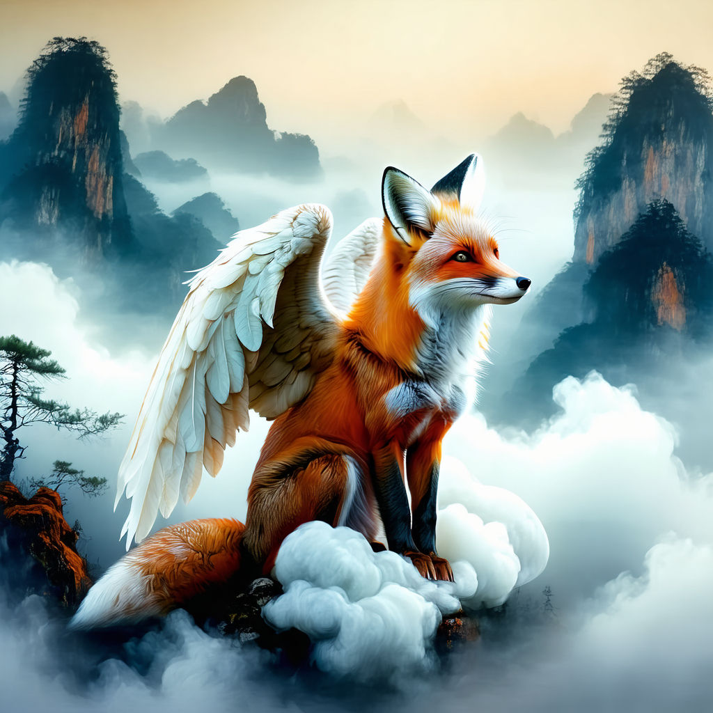 Fox Angel, sitting on a cloud #2