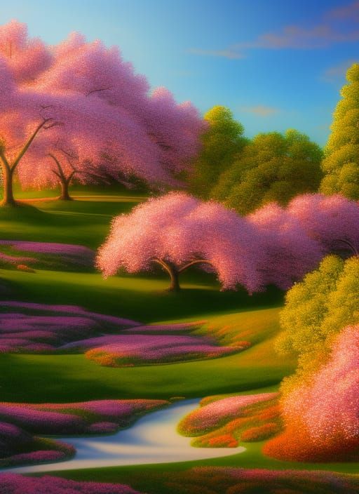 Cherry Blossoms Trees AI Generated Artwork NightCafe Creator