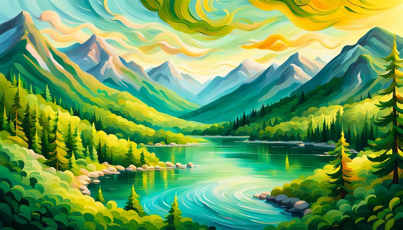 Lush Forest Landscape in Impressionist Style