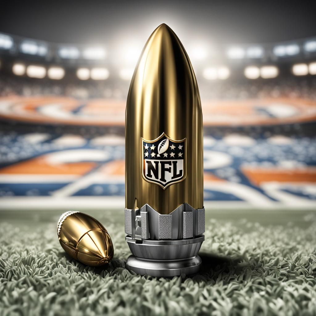 (logo of  a football 9mm bullet:1.4),  background NFL theme,