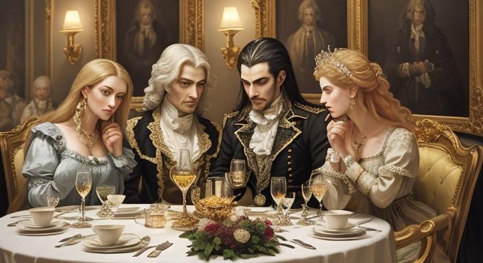 Saint Germain's Rococo Dinner Party: An Oil Painting