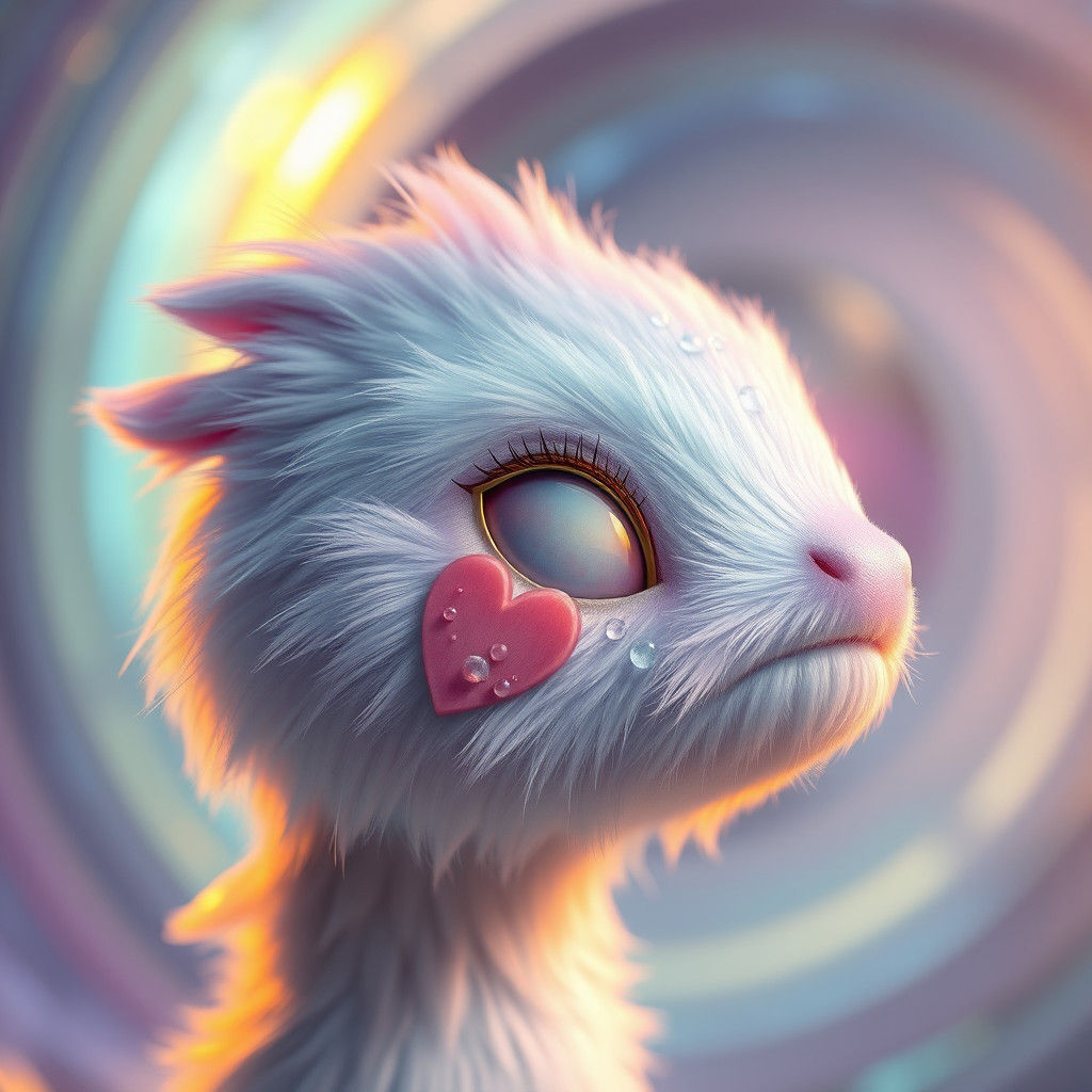 Dreamlike Creature with Iridescent Background