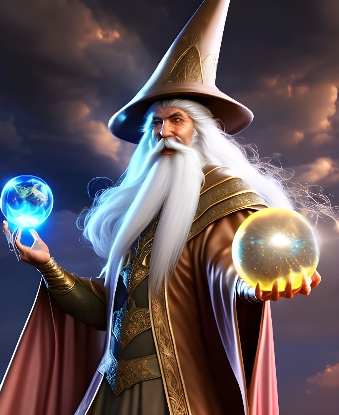 A Wizard with Magic Orbs - AI Generated Artwork - NightCafe Creator