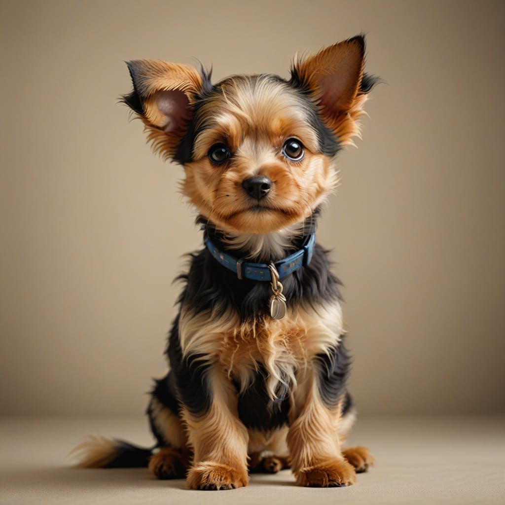 Cute snorkie puppy posing for the camera 