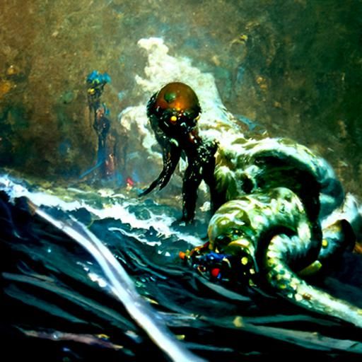 Octopus generating thousands of colors. Ocean life. Deep blu...