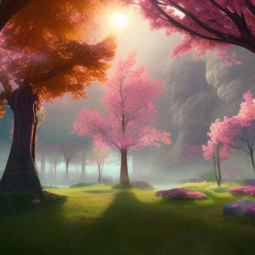 Sakura tree with sunlight