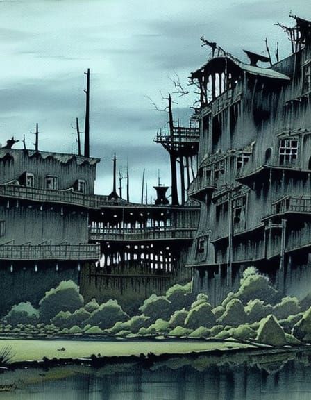 "Heartbreak Hotel" eerie ultra-detailed matte painting deep ...