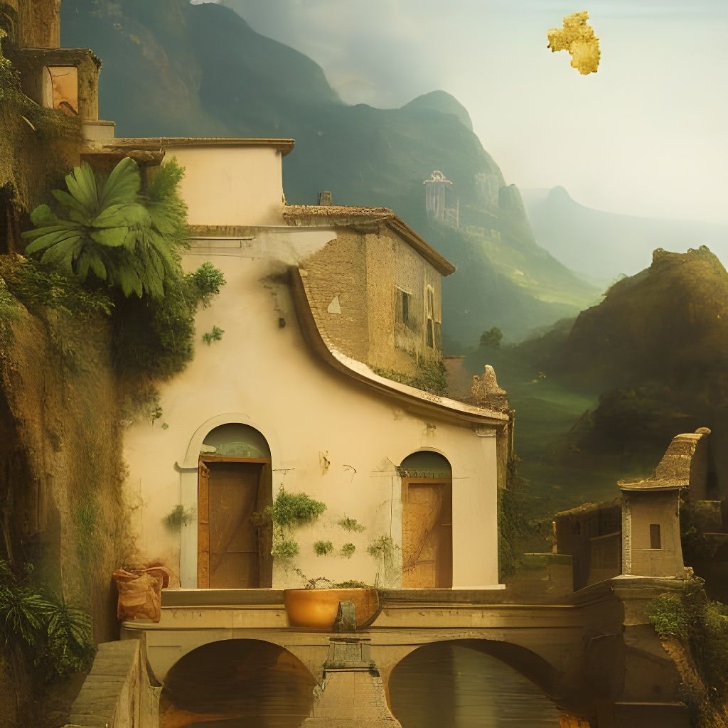 Beautiful Village on The Amalfi Coast, Intricate detailed and hyper-realistic beautiful oil painting ...  by @Miruna 