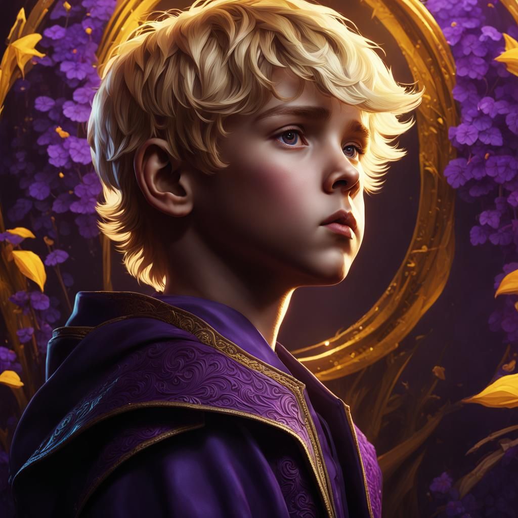 Portrait of a young boy with blond hair