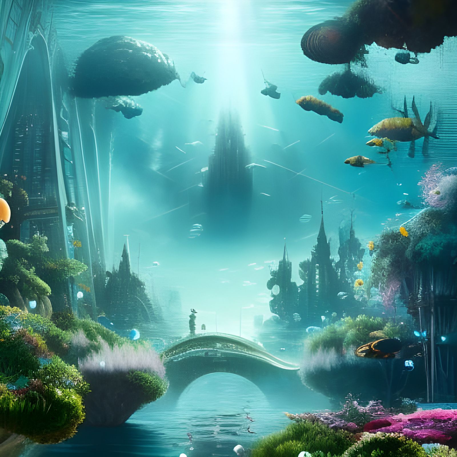 Under water, hyper detailed, Utopian Paradise  by @Connor Neary