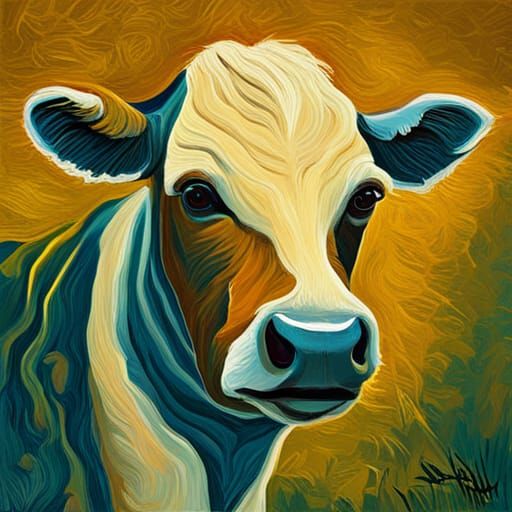 happy cow oil van gogh style