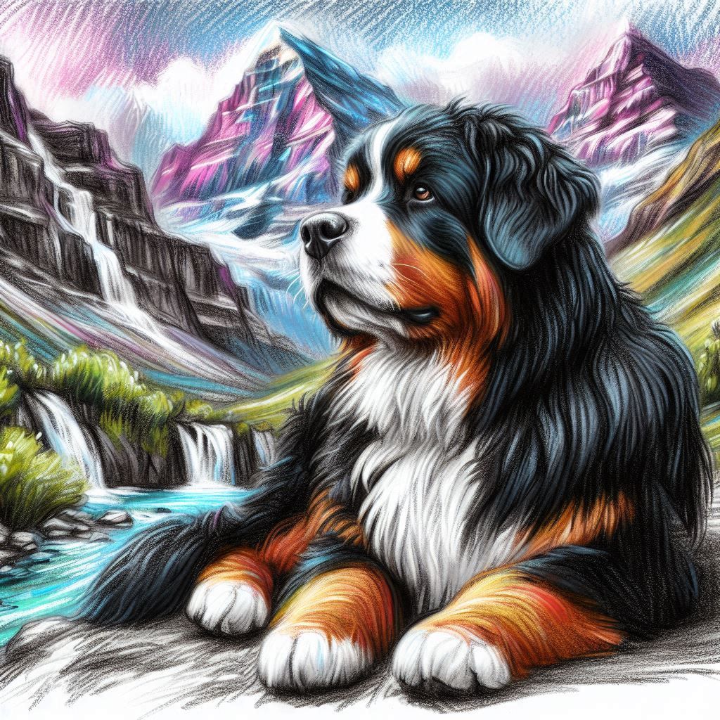 Bernese mountain dog and a little girl.