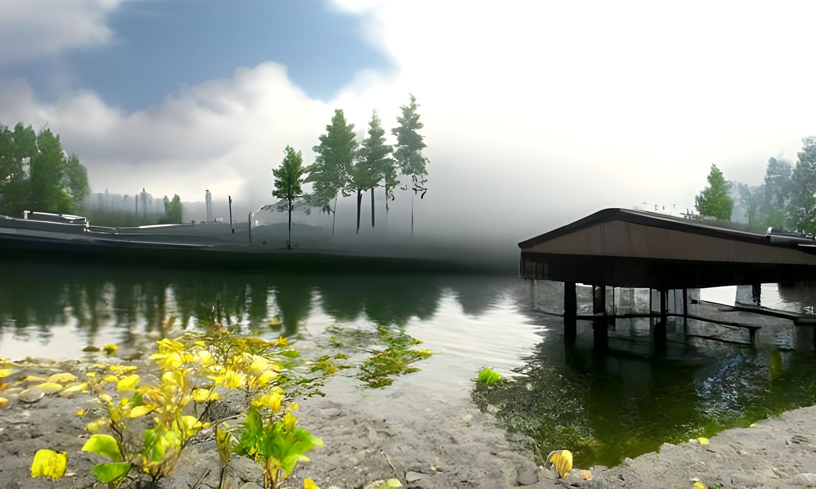 foggy lake
