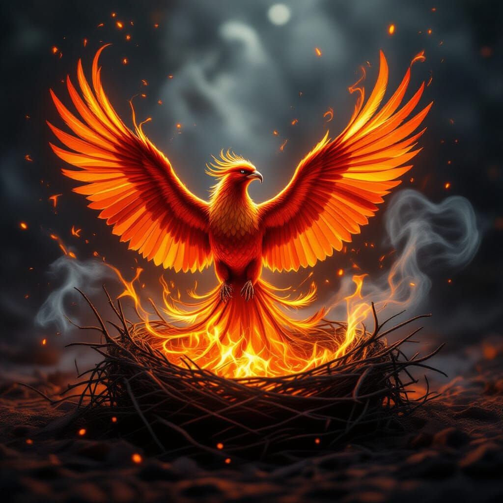 Fiery Phoenix Rises in Photorealistic Rebirth