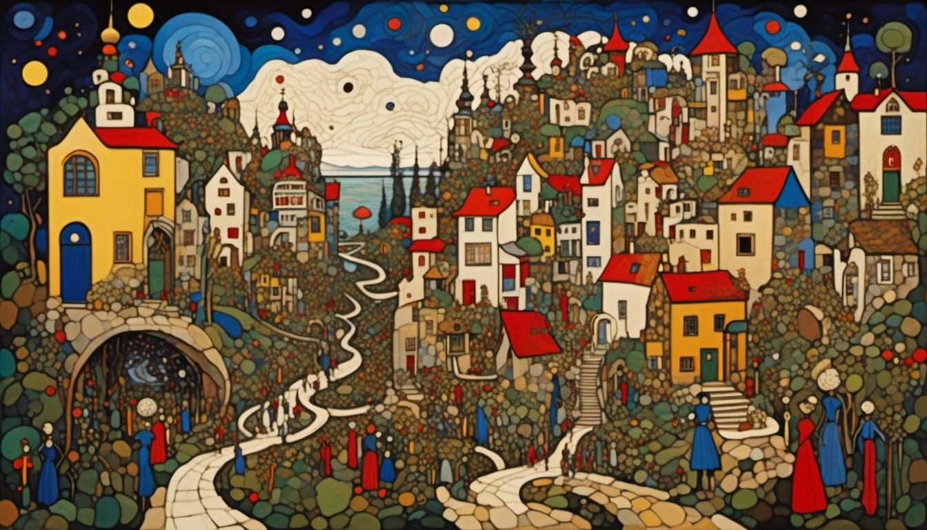 Egon Schiele: Surreal Village I